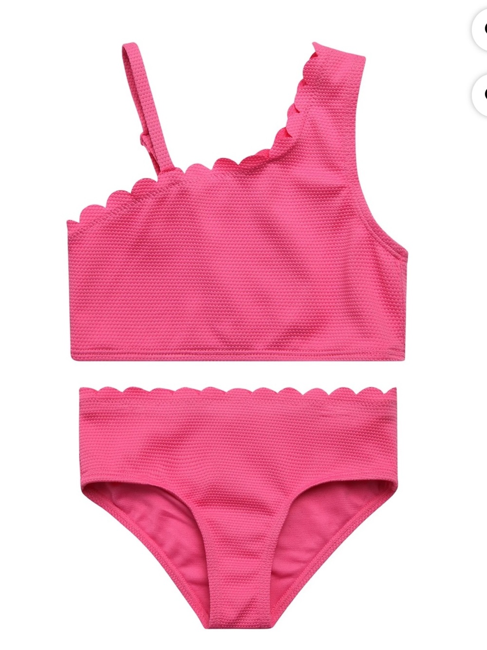 Joe Boxer Hot Pink Scallop One-Shoulder Bikini Set